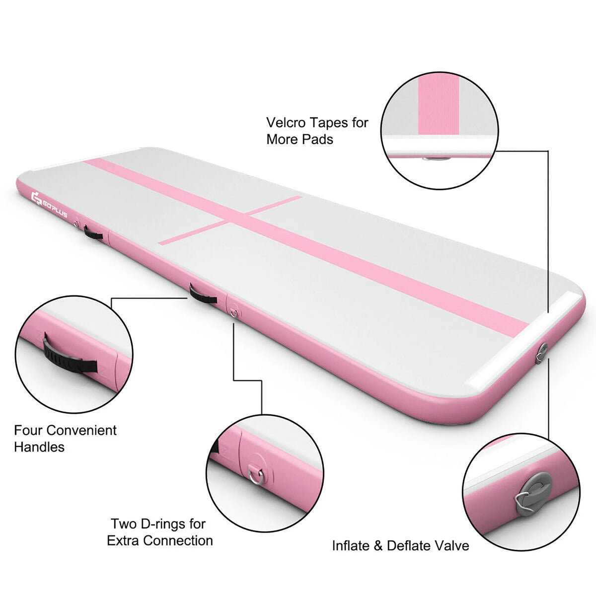 Goplus 10FT Air Track Inflatable Gymnastics Tumbling Mat w/ Pump Pink