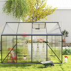Asofer 6' x 4' Greenhouse for Outdoors, Aluminum Walk-in Green Houses shed with Rain Gutter and Roof Vent for Backyard