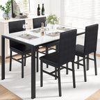 5 Piece Dining Room Table Set, Modern Dining Table Sets with Gray Velvet Upholstered Chairs for 4, Faux Marble Pattern Rectangle Kitchen Table Set for Bar Living Room Breakfast Nook Small Space