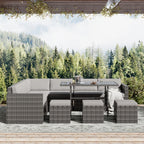 Bifanuo 7 Piece Patio Furniture Set, Outdoor Furniture Patio Sectional Sofa, All Weather PE Rattan Outdoor Sectional with Beige Cushions and Table, Black Wicker