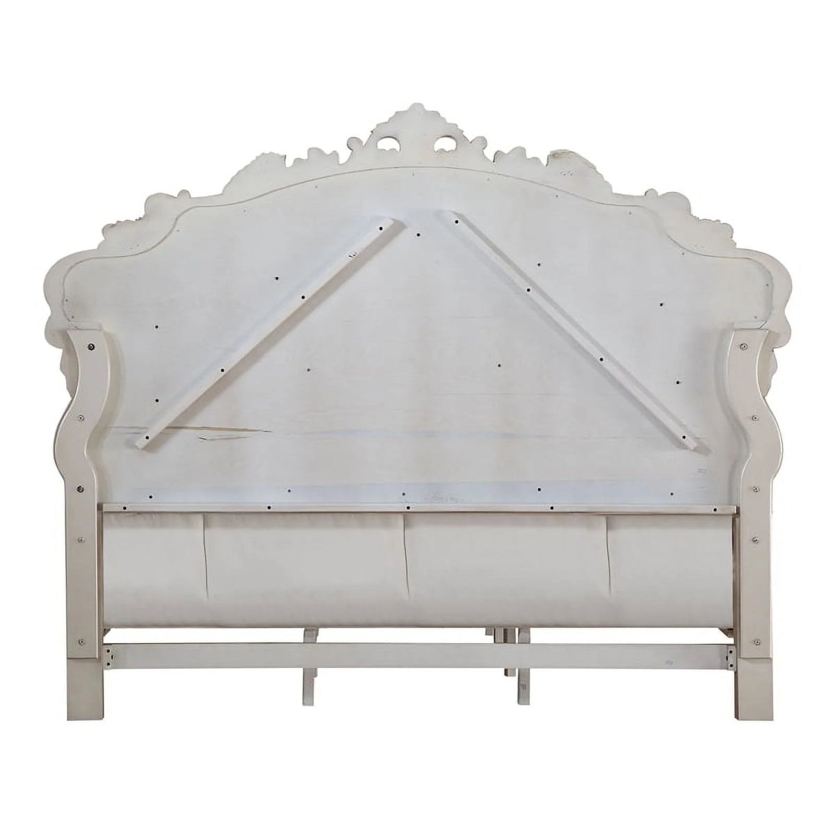 Acme Gorsedd Queen Bed in Cream Fabric and Golden Ivory
