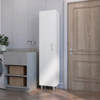 FM FURNITURE Clarno Tall Storage Cabinet, Single Door with Broom Hangers ,White