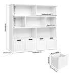 Homfa 7 Cube Toy Storage Organizer, Kids Geometric Bookcase and Bookshelf with 4 Drawers, White