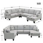 Harper & Bright Designs Modular Sectional Sofa with Ottoman Couch L Shape Corner Sofa Sets 7 Seats Fabric Couch for Living Room, Black, 112 * 87 inch