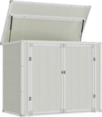 ECOPATIO Outdoor Storage Shed 41 Cu Ft Weather Resistant Resin with Floor Gray
