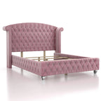 FOA Cyndi 3pc Pink Fabric Bedroom Set- Full + 2 Nightstands and Care Kit