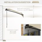 Outsunny 12' x 10' Retractable Awning, Patio Awning Sunshade Shelter with Manual Crank Handle, 280gsm UV Resistant Fabric and Aluminum Frame for Deck, Balcony, Yard, Beige and White On-Site