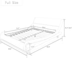 Allewie Full Size Platform Bed Frame with Curved Adjustable Headboard, 100% Fabric Upholstered Style, 10'' Mattress Recommended, Grey