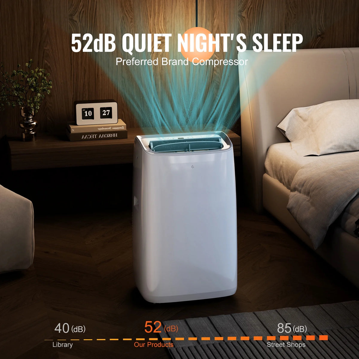 KFFKFF 14,000 BTU Mobile Air Conditioning Unit, Versatile 3-in-1 AC , Suits 550-700 Sq.Ft Spaces, Features Cooling, Dehumidifying, Fan Modes, Quiet Operation, and Comprehensive Accessories