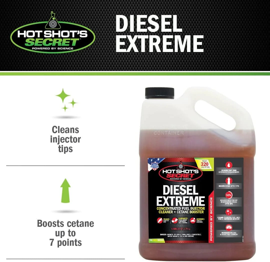 Hot Shot's Secret Diesel Extreme �C 1 Gallon �CDiesel Fuel Additive �C Concentrated Fuel Injector Cleaner �C Cetane Booster �C Increases Mileage �C Eliminates Black Smoke