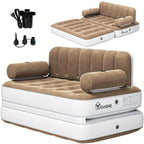 Inflatable Air Sofa Bed 2-in-1 Backrest Couch Airbed With Headboard And Pump Convertible Blow Up Bed Mattress For Home, Camping, And Guests, Living Room Furniture, Queen Size
