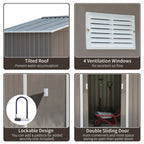Outsunny 7' x 4' Metal Storage Shed Organizer, Garden Tool House with 4 Vents and 2 Sliding Doors for Backyard, Patio, Garage, Lawn, Dark Gray