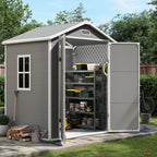 UDPATIO Outdoor Storage Shed 5x3 FT, Resin Garden Shed for Backyard, Patio, Lawn, Grey & White