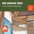 Ozark Trail 2-Room Shower & Utility Tent Combo Includes 5-Gallon Water Container, Easy Setup, Maximum Occupancy Is 2. Khaki Colour.