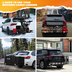 Mockins 60"x20"x6" Car Cargo Carrier Hitch Mount | 500 lbs Cap. Folding Hitch Basket with 16 CF Cargo Bag