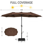 Topeakmart 13ft Patio Parasol Canopy with Crank, Tan