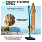 Pellebant 10 ft. x 10 ft. Square Double Top Patio Cantilever Umbrella, Navy Blue