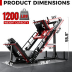 RitFit Leg Press Hack Squat Machine, Professional Adjustable Leg Press Machine for Home Gym with Linear Bearing, Specialty Hack Squat Machine for Full Lower Body Workout with Weight Storage, Pink