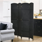 Privacy Screen HOMCOM Room Divider, 4 Panel Folding Privacy Screen, 5.6' Tall Freestanding Partition for Home Office, Bedroom, Black,Outdoor Privacy Screen