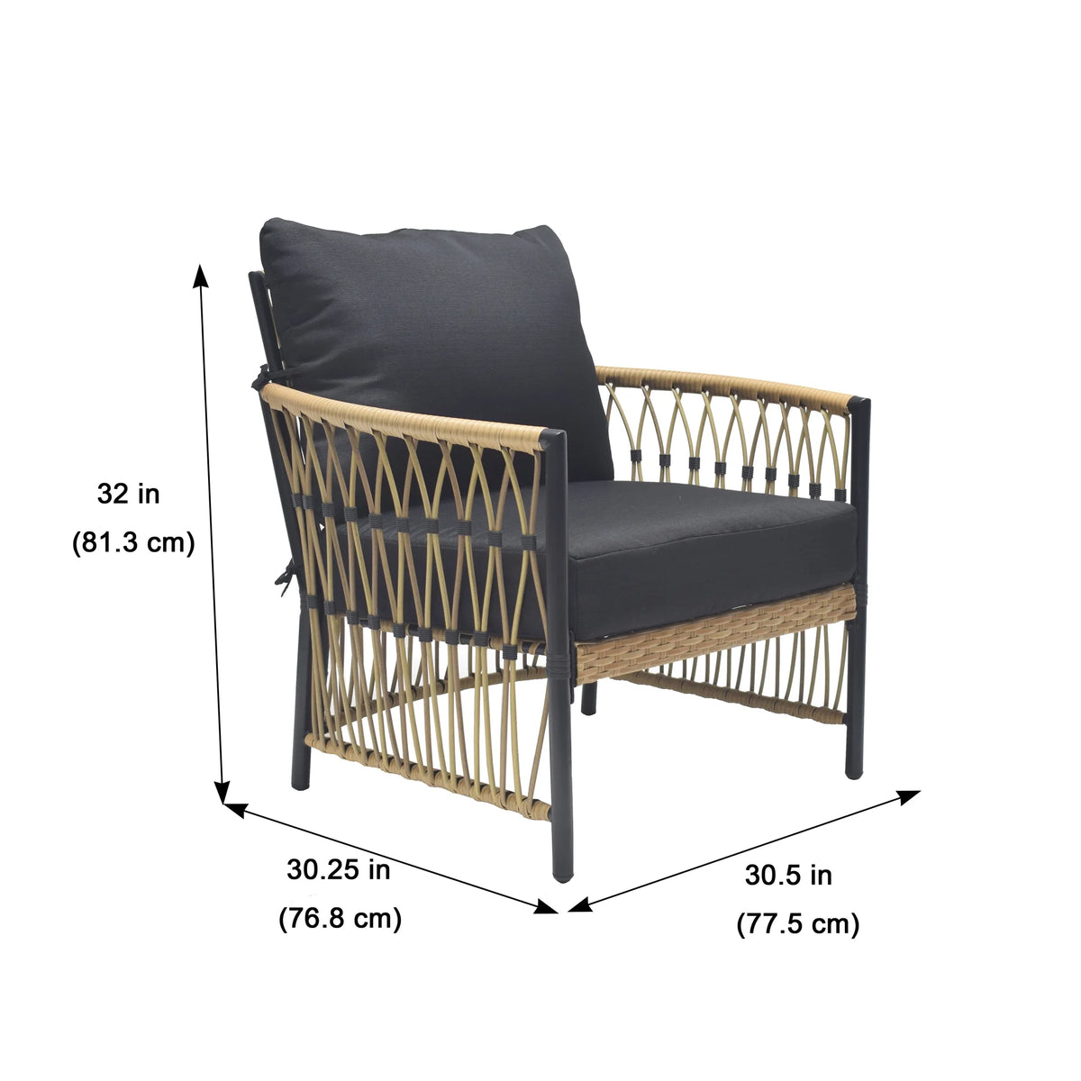 Better Homes & Gardens Lilah 2-Pack Outdoor Wicker Lounge Chairs, Black