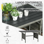 Resenkos Wicker Outdoor Patio Furniture Set, L-Shaped 7 Pieces Outdoor Dining Sectional Sofa, Gray