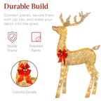 Best Choice Products 6.5ft 3-Piece Lighted Christmas Deer Set Outdoor Yard Decoration w/ 385 LED Lights, Stakes - Gold