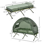 Multi functional folding adult camping bed, elevated tent with sleeping bag, portable single camping bed