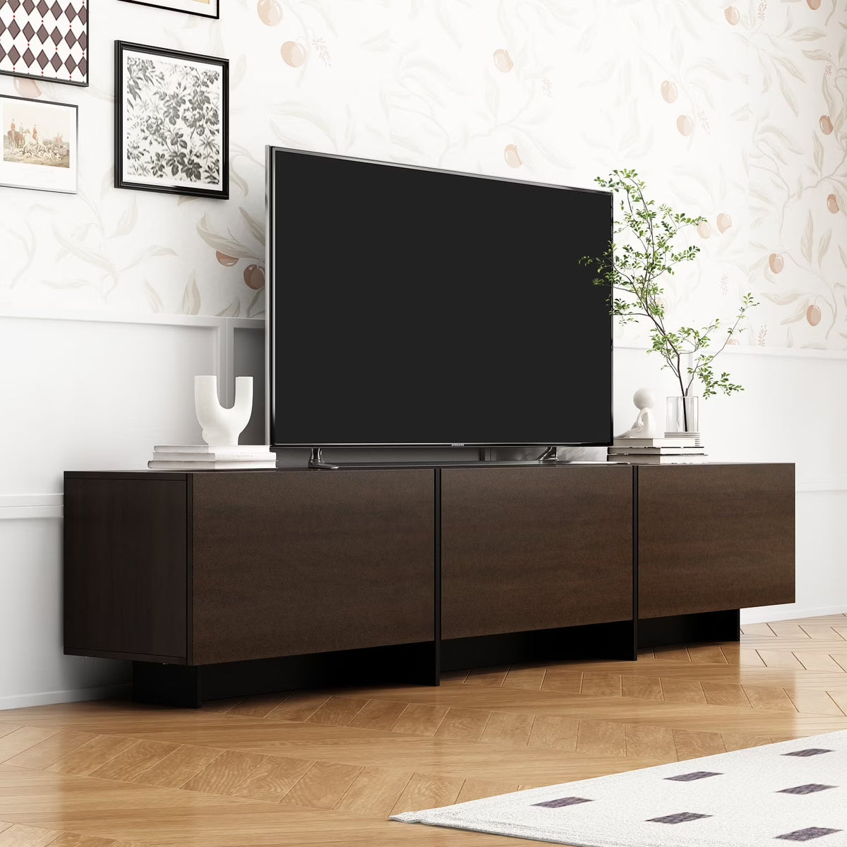 KULAGAGA 71.7" Wide TV Stand with 3 Flip-Down Drawers,Modern Media Console Table & Entertainment Center,Dark Brown