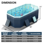 Foldable Swimming Pool, Large Non-Inflatable Outdoor Pools for Kids Adults Above Ground Pools, 116in