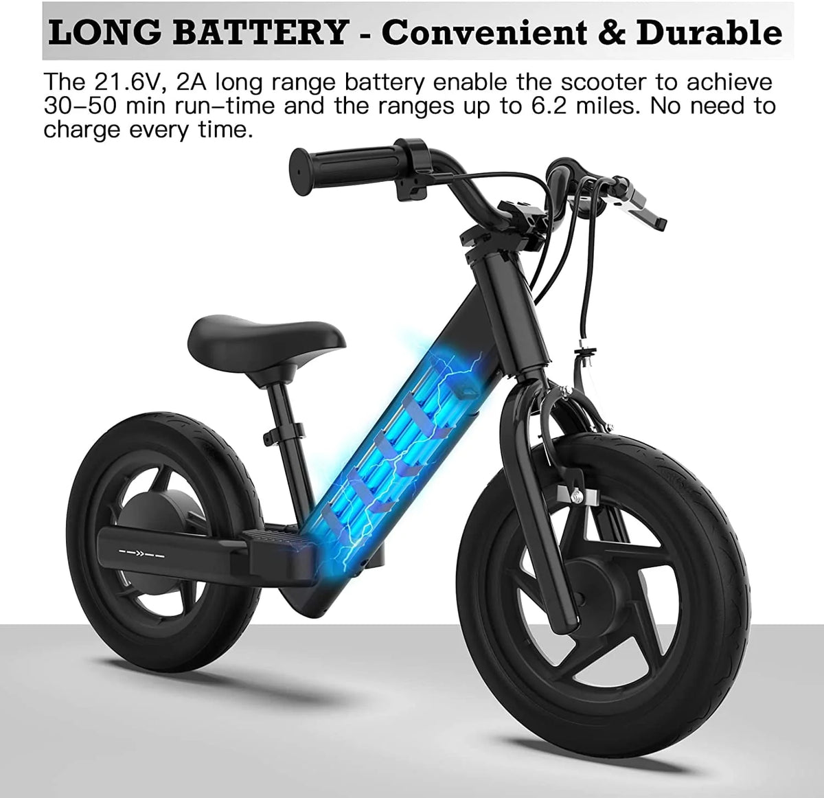 Hiboy BK1 Electric Bike for Kids Ages 3-5 Years, 24V 100W Electric Balance Bike 12 inch Inflatable Tire Adjustable Seat, Electric Bicycle Gift for Kids