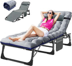 Slsy Folding Lounge Chair, 5-Position Adjustable Outdoor Reclining Chair, Folding Sleeping Bed Cot, Folding Chaise Lounge Chair for Pool Beach Patio Sunbathing