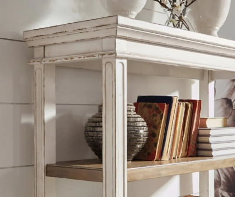 Signature Design by Ashley Realyn French Country 75" Bookcase with Drawer, Chipped White