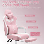 Hoffree Gaming Chair with Massage Fabric Office Chair with footrest for Adults, Ergonomic Gamer Chair with Headrest and Lumbar Support for Office Gaming, 440 LBS