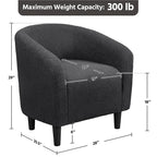 Yaheetech Upholstered Club Chair Accent Barrel Chair, Ivory