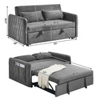 Convertible Sofa Bed,3 in 1 Sleeper Sofa with 2 Pillows and Adjustable Backrest for Living Room Office,Black