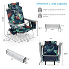 Costway 2-Pack Folding Backpack Beach Chair Table Set 5-Position Outdoor Reclining Chair Pink