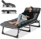 Slsy Folding Lounge Chair, 5-Position Adjustable Outdoor Reclining Chair, Folding Sleeping Bed Cot, Folding Chaise Lounge Chair for Pool Beach Patio Sunbathing