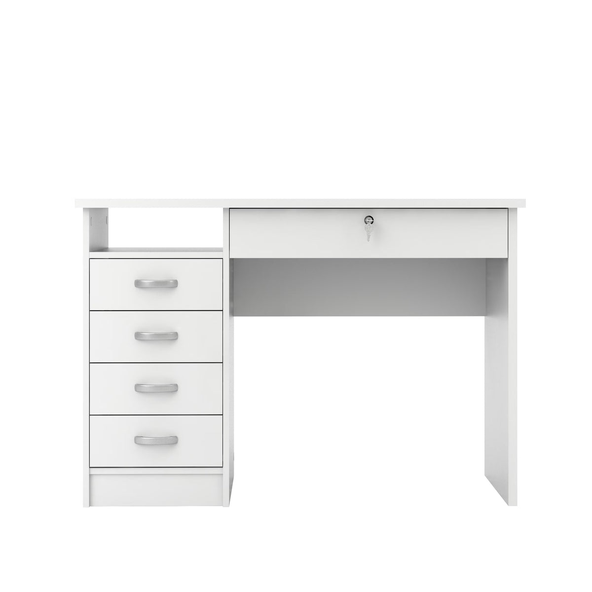 Tvilum Walden 5 Drawer Office Desk with 1 Locking Drawer for Adults, White
