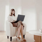 Yaheetech Upholstered Club Chair Accent Barrel Chair, Ivory