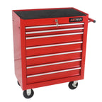 7-Drawer Metal Rolling Tool Chest with Wheels, Tool Storage Cabinet with Locking System, Toolbox with Wheels for Garage, Warehouse, Workshop, Repair Shop, Red