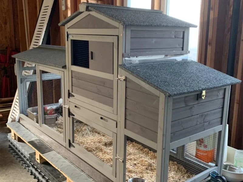 MEDEHOO 80" Mobile Chicken Coop with Wheels - Weatherproof Wooden Hen House, Outdoor Poultry Cage & Nesting Box Run, Expandable Design