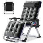 NAIZEA 2 Pack Zero Gravity Chair, Foldable Portable Lawn Recliner with Cushion, Headrest, Cup Holder, Black