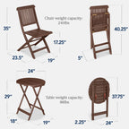 Best Choice Products 3-Piece Acacia Wood Bistro Set, Folding Patio Furniture w/ 2 Chairs, Table - Natural