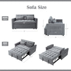 Gewnee 55'' Modern Convertible Velvet Sofa Bed with Pull-Out Twin Bed, Adjustable Backrest for Living Room, Office (Dark Gray)