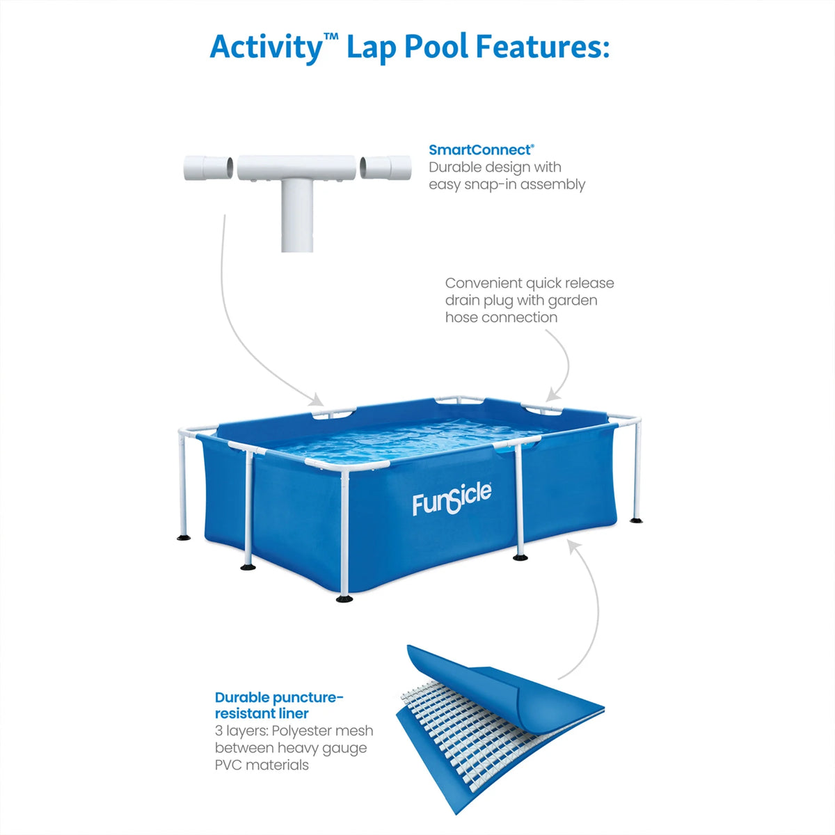 Funsicle 7' Above Ground Activity Lap Pool with SmartConnect Technology