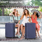 SUGIFT 3 Piece Suitcase Luggage Set with TSA Lock, Blue
