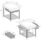 Kolton Square Kitchen Island, Black and Natural with Butcher Block Top