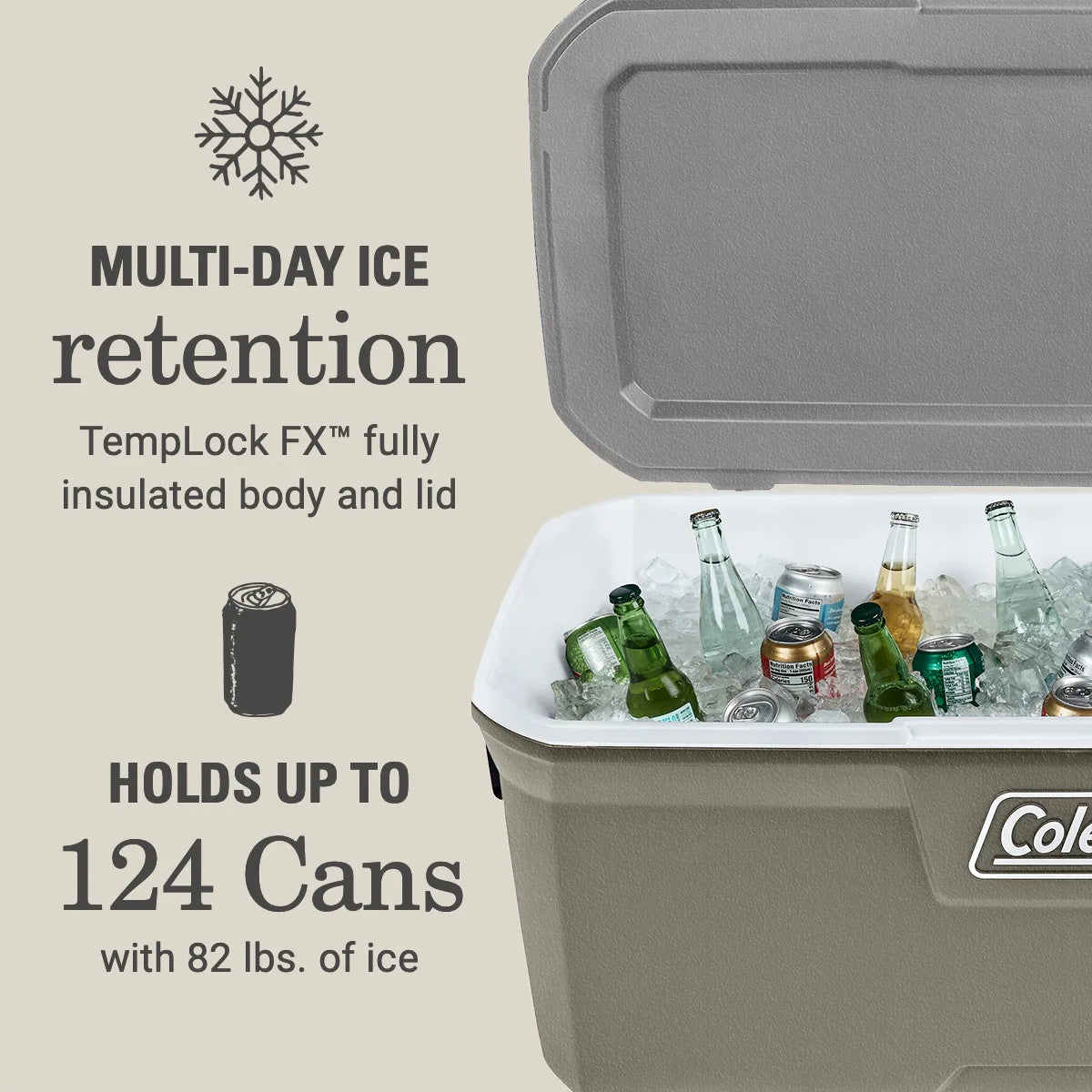Coleman 316 Series 150QT Hard Chest Cooler, Silver Ash