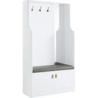 AC01030 - Hall Tree, White High Gloss Finish - Buck II