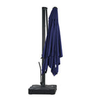 Boyel Living Cantilever Outdoor Patio Umbrellas, with Bluetooth Ambient Light & Base, Offset Square Umbrella for Pool Deck Garden Backyard, Navy Blue